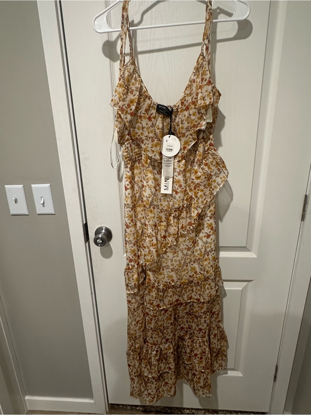 MINKPINK Yellow Floral Ruffle Maxi Dress